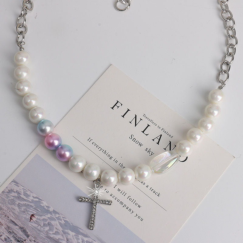 Diamond Cross Pearl Necklace – Elegant Faith Jewelry