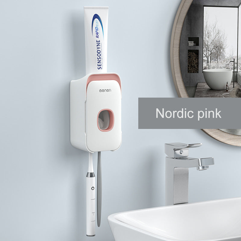 Pink Automatic Toothpaste Dispenser – Hands-Free Wall-Mounted Squeezer