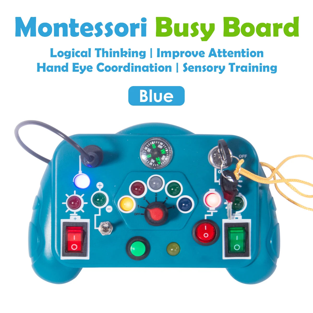 Blue 1PC Montessori Busy Board Toy for 3+ Year Olds – Educational Learning & Toddler Gift