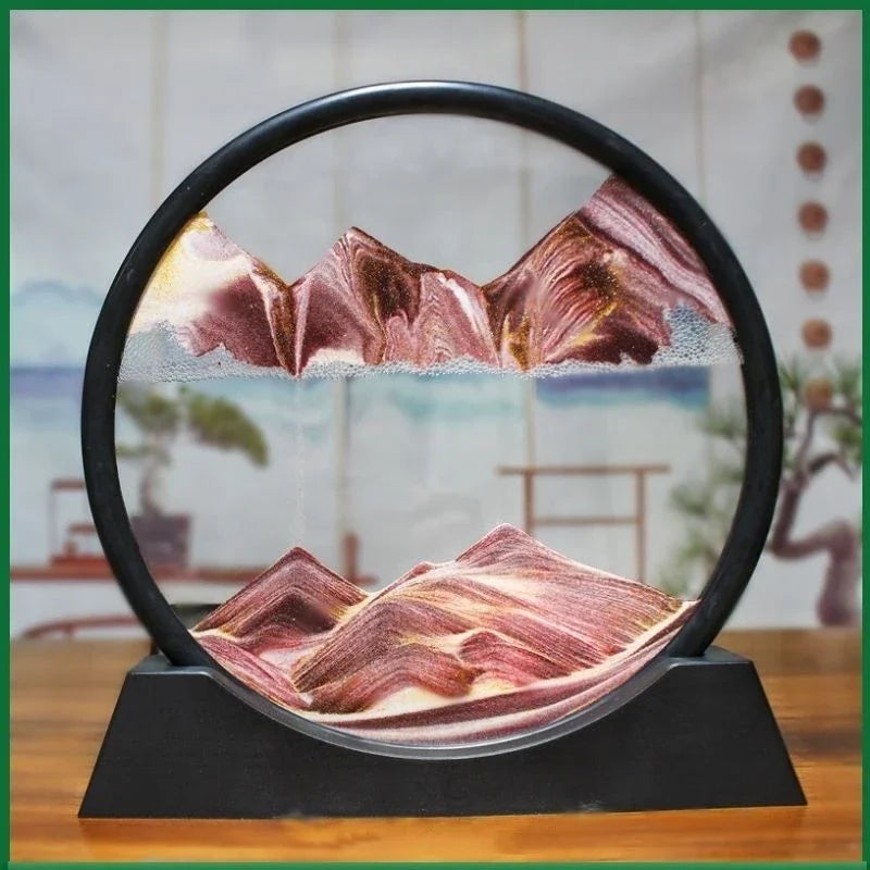 Coffee 3D Moving Sand Art – Deep Sea Round Glass Hourglass Quicksand Picture for Home, Office, and Gift Decor