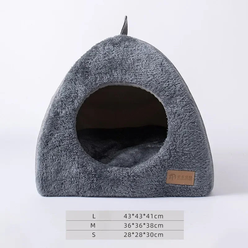 Triangle Cat Nest – Closed Cat House, Warm & Thickened Pet Bed for Cats and Small Dogs, Cozy Cat Tent