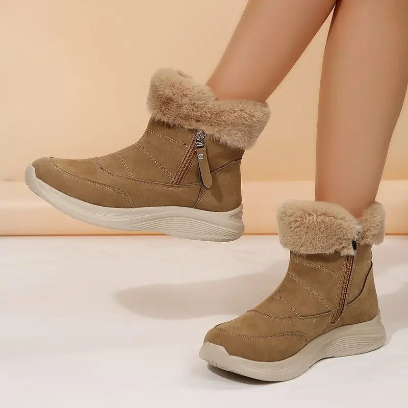Light Brown Women’s Insulated Winter Snow Boots with Cozy Fleece Lining for Cold Weather