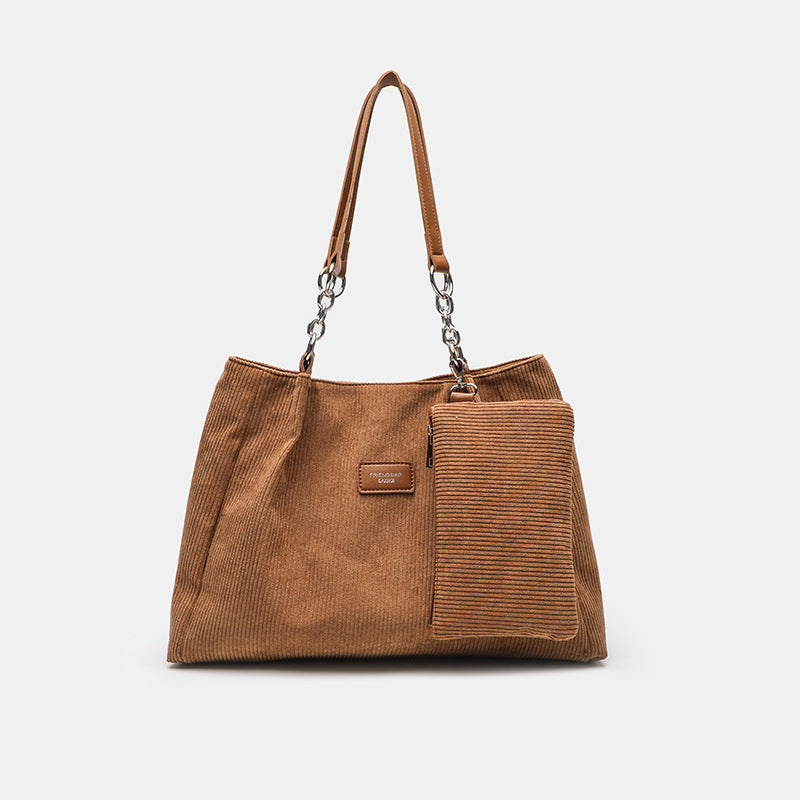 Women’s Corduroy Tote Bag – Fashionable High-Capacity Commuter Bag
