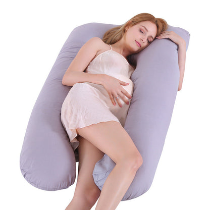 Grey U-Shaped Pregnancy Pillow for Sleeping – Ice Silk Cooling Maternity Support Pillow for Comfort