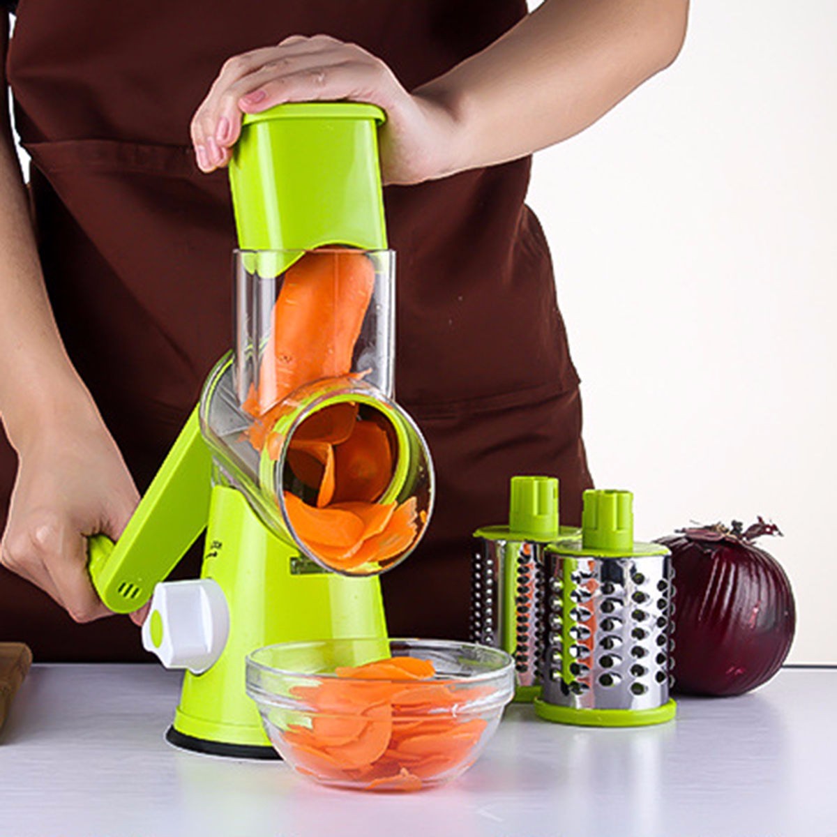 Round Vegetable Cutter and Slicer – Potato Julienne, Carrot & Cheese Grater