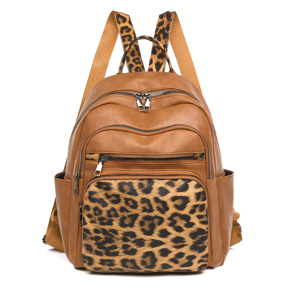 Brown Large Capacity Retro Backpack – Stylish Travel & Casual Bag