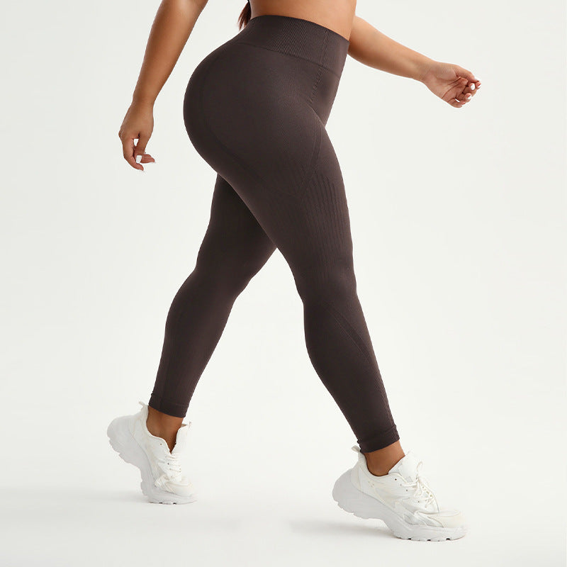 Coffee Brown High-Waisted Butt-Lifting Yoga Pants – Moisture-Wicking, Stretchy & High-Elastic Long Leggings