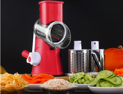 Red Round Vegetable Cutter and Slicer – Potato Julienne, Carrot & Cheese Grater