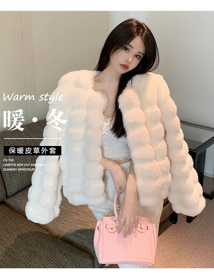 2024 Winter Fashion Faux Fur Coat Women Korea Fashion Warm Feather Coats Cardigan Short Outercoat Lady Party Elegant Outfits New