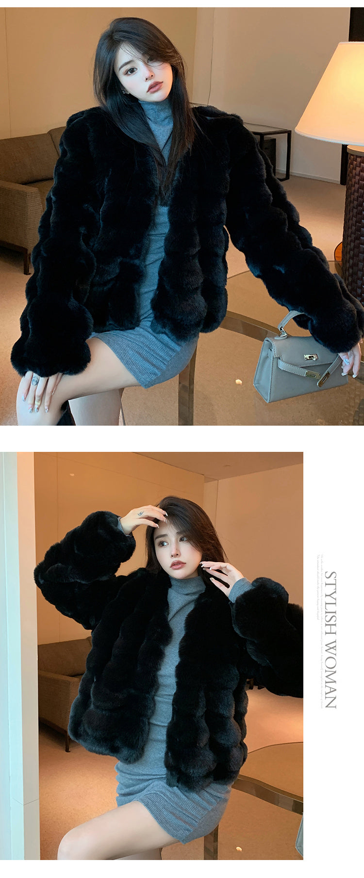 2024 Winter Fashion Faux Fur Coat Women Korea Fashion Warm Feather Coats Cardigan Short Outercoat Lady Party Elegant Outfits New