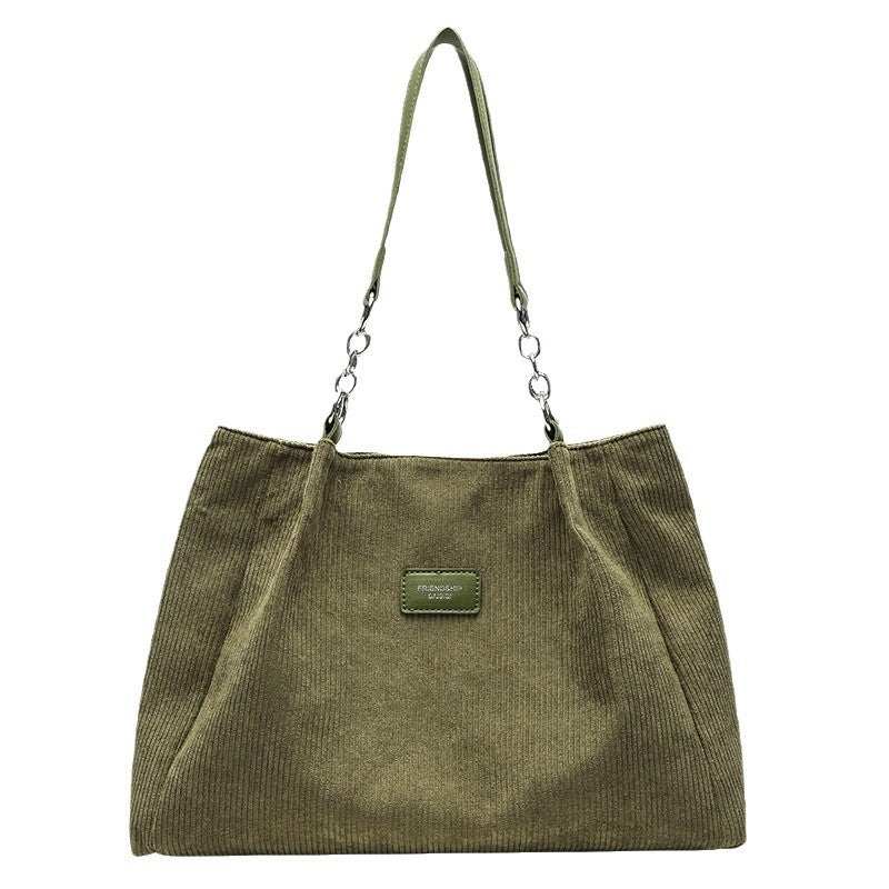 Women’s Corduroy Tote Bag – Fashionable High-Capacity Commuter Bag
