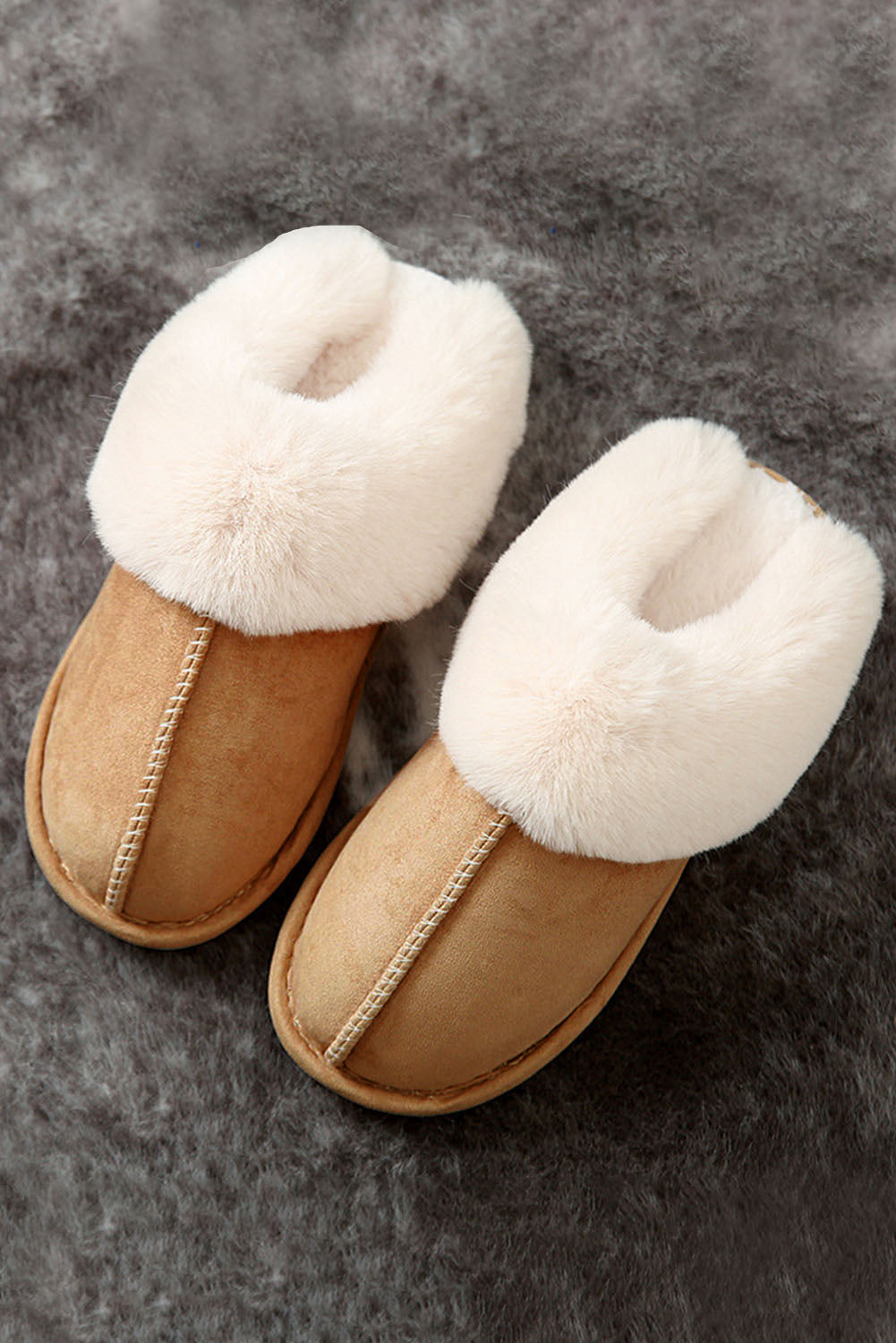 Cozy Camel Suede Plush Winter Slippers for Home