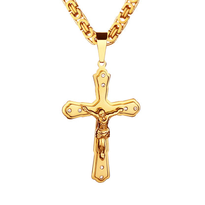 Pendant with necklace Golden Jesus Cross Faith Pendant Necklace