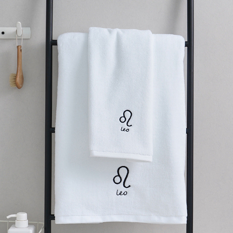 Leo White Cotton Constellation Towels Set – Soft, Absorbent Cotton Bath & Hand Towels