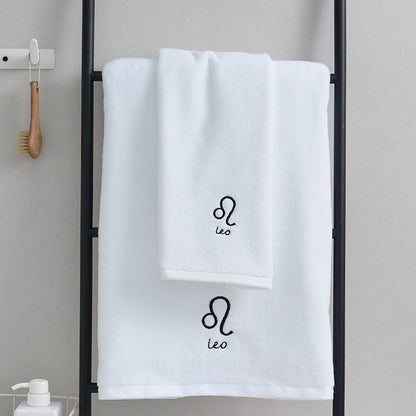 Leo White Cotton Constellation Towels Set – Soft, Absorbent Cotton Bath & Hand Towels