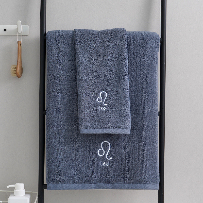 Leo Blue Cotton Constellation Towels Set – Soft, Absorbent Cotton Bath & Hand Towels