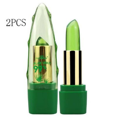 2PCS Aloe Vera Color-Changing Lip Gloss, Moisturizing, Anti-Dry, Fine-Grain Lip Balm Care