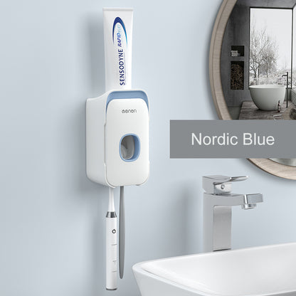 Blue Automatic Toothpaste Dispenser – Hands-Free Wall-Mounted Squeezer