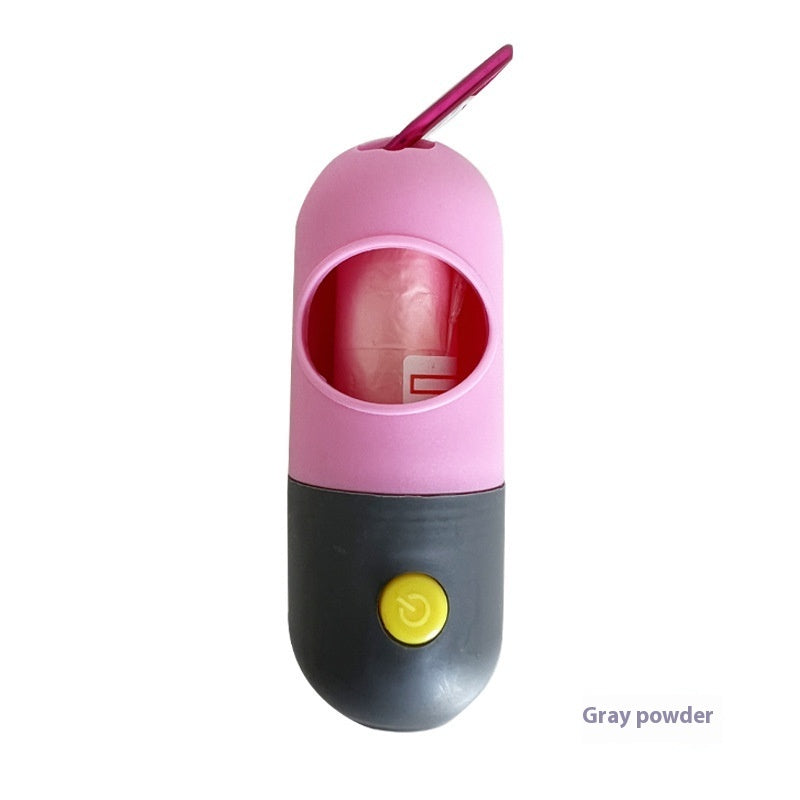 Pink Gray Dog & Cat Poop Bag Dispenser with LED Light – Pet Waste Bag Holder