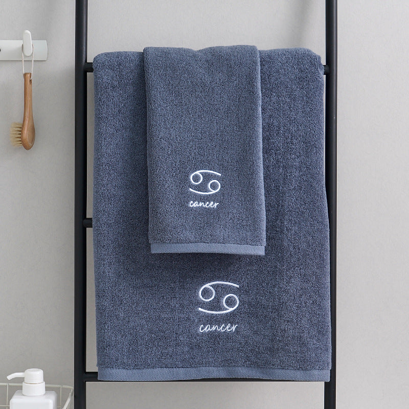 Cancer Blue Cotton Constellation Towels Set – Soft, Absorbent Cotton Bath & Hand Towels