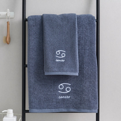 Cancer Blue Cotton Constellation Towels Set – Soft, Absorbent Cotton Bath & Hand Towels