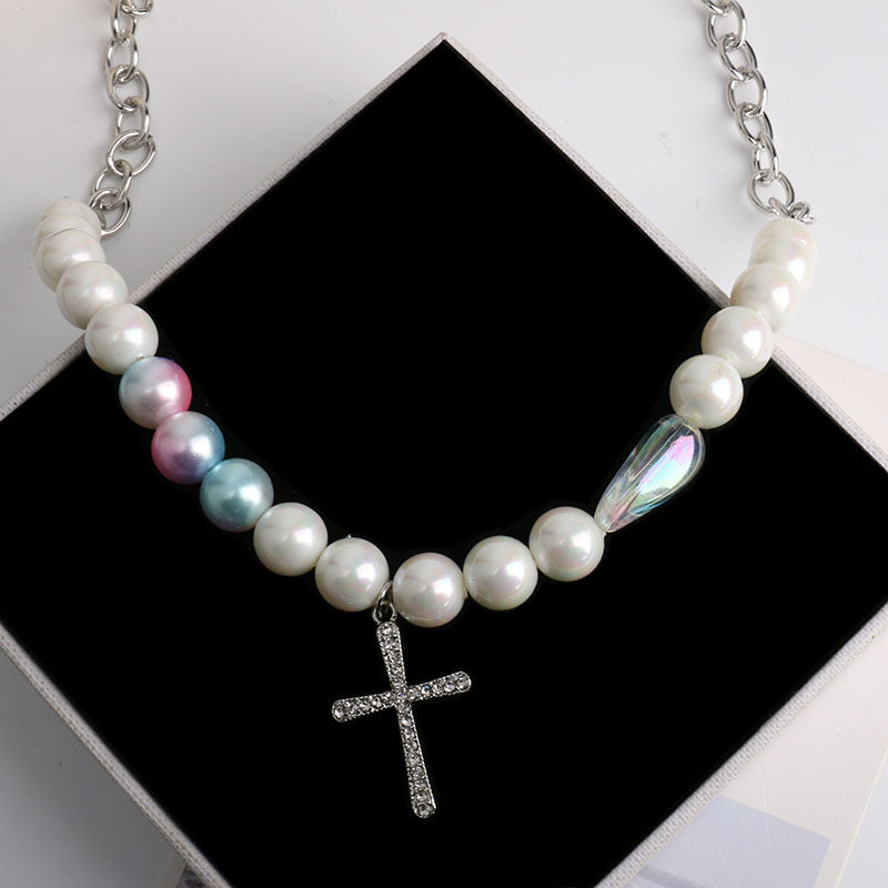 Diamond Cross Pearl Necklace – Elegant Faith Jewelry