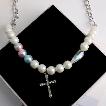 Diamond Cross Pearl Necklace – Elegant Faith Jewelry