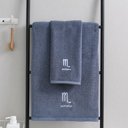 Scorpio Blue Cotton Constellation Towels Set – Soft, Absorbent Cotton Bath & Hand Towels