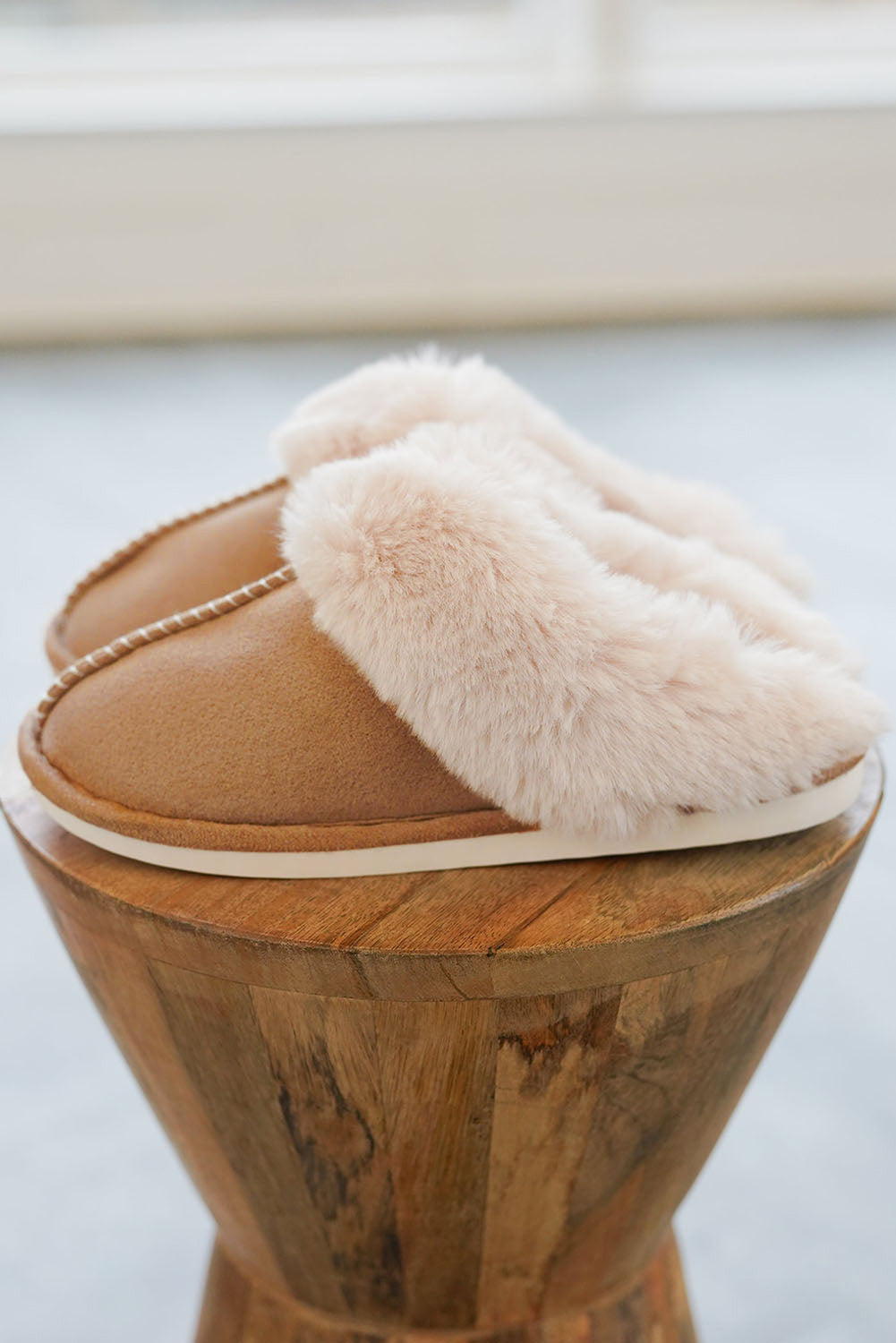 Cozy Camel Suede Plush Winter Slippers for Home