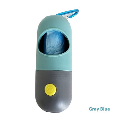 Blue Gray Dog & Cat Poop Bag Dispenser with LED Light – Pet Waste Bag Holder