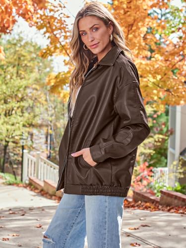 AUTOMET Womens Oversized Leather Jackets Faux Suede Fall Fashion Motorcycle Coats Winter Outfits Clothes 2024