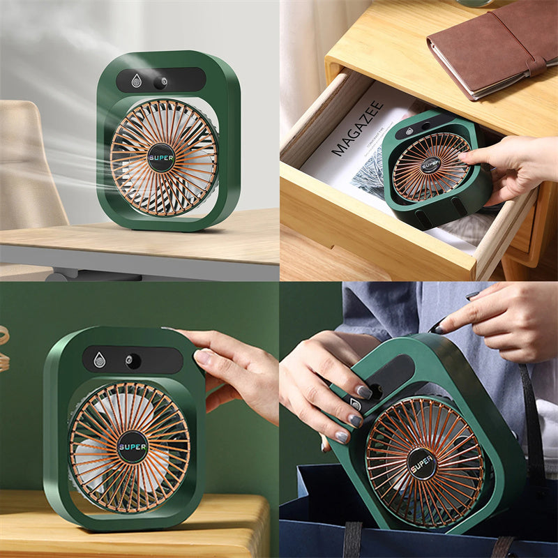 Portable USB Misting Air Cooler, Humidifier & Desk Spray Fan with 3 Speeds