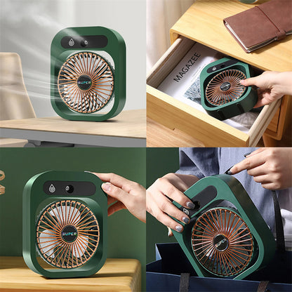 Portable USB Misting Air Cooler, Humidifier & Desk Spray Fan with 3 Speeds
