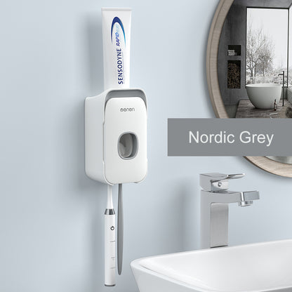 Grey Automatic Toothpaste Dispenser – Hands-Free Wall-Mounted Squeezer