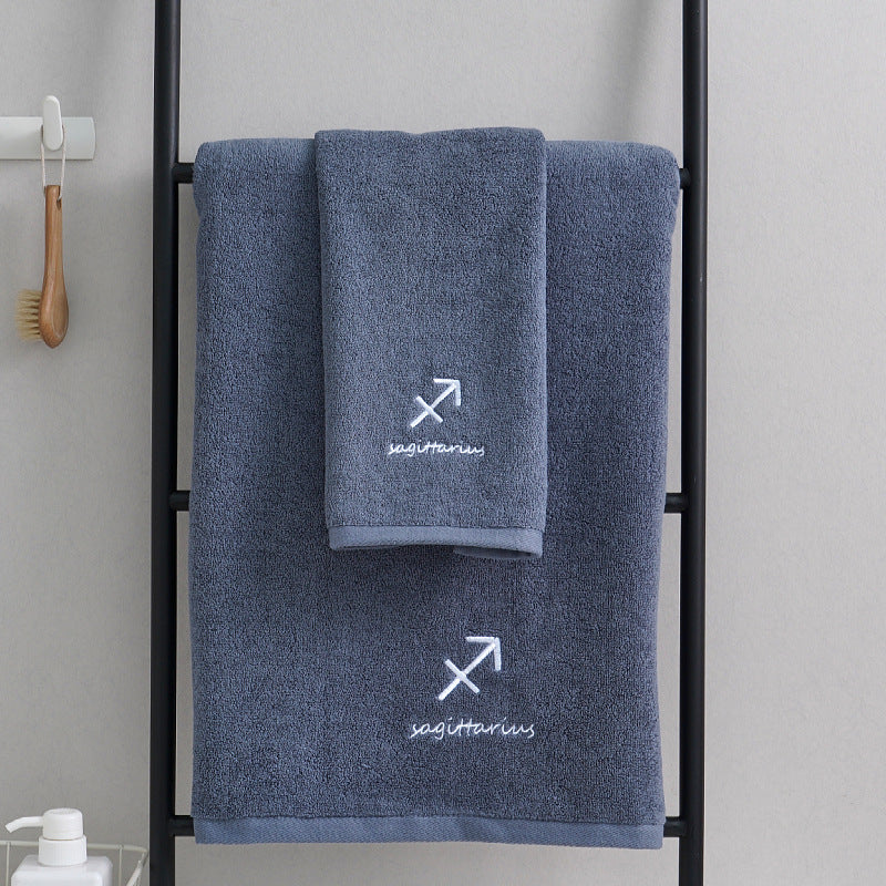 Sagittarius Blue Cotton Constellation Towels Set – Soft, Absorbent Cotton Bath & Hand Towels