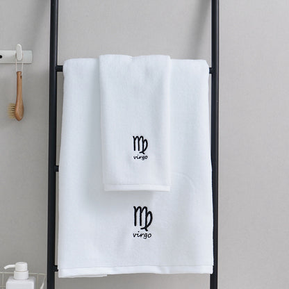 Virgo White Cotton Constellation Towels Set – Soft, Absorbent Cotton Bath & Hand Towels