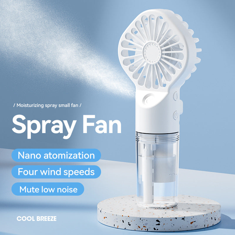Portable Handheld Mist Spray Fan, USB Rechargeable, 4-Speed Cooling
