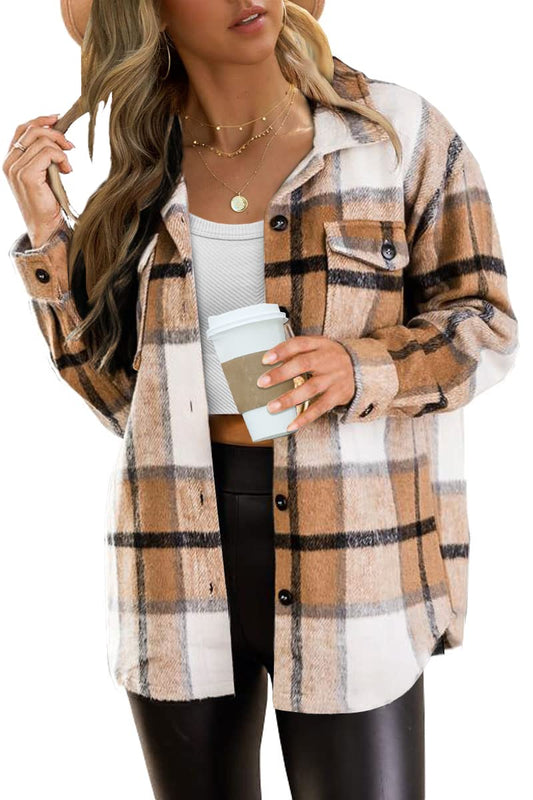 AUTOMET Womens Fall Outfits Fashion Clothes Shackets Flannel Plaid Button Down Long Sleeve Shirts Jackets 2024