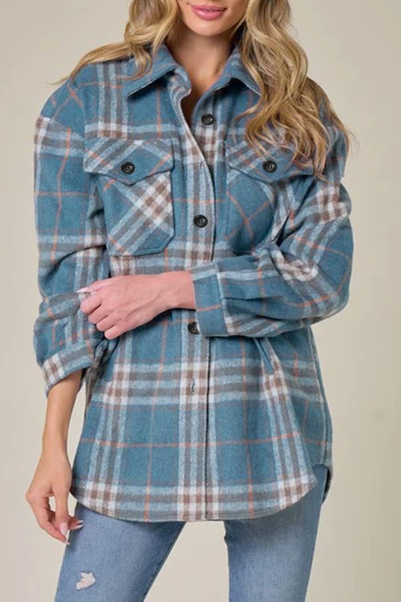 AUTOMET Womens Fall Outfits Fashion Clothes Shackets Flannel Plaid Button Down Long Sleeve Shirts Jackets 2024