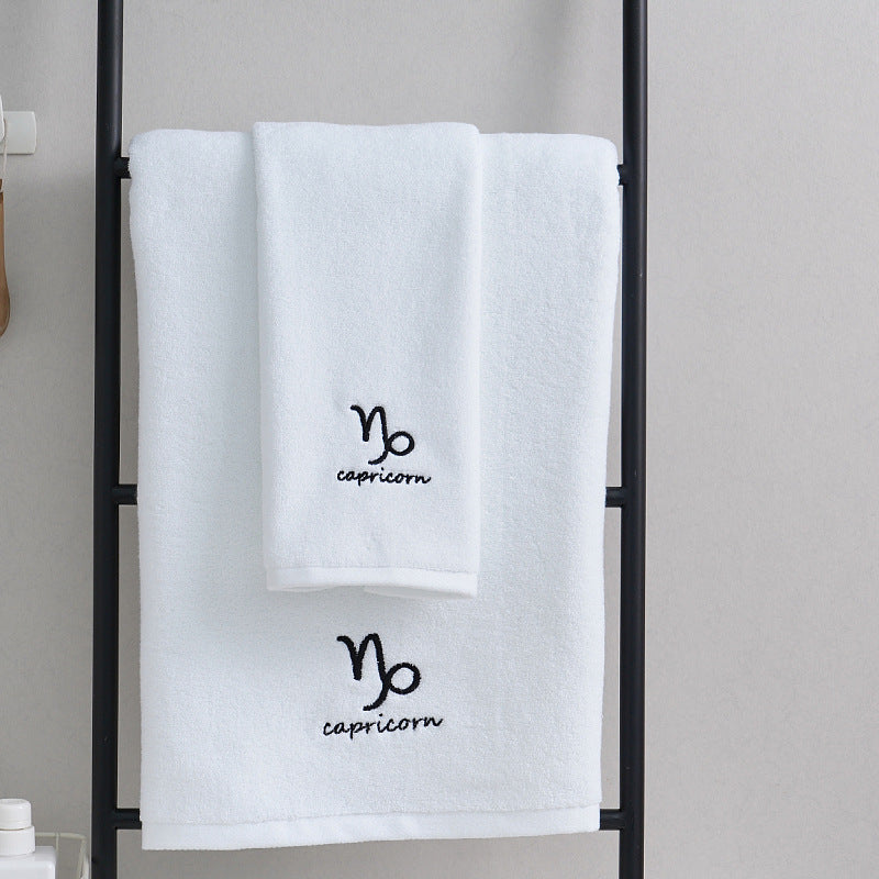 Capricorn White Cotton Constellation Towels Set – Soft, Absorbent Cotton Bath & Hand Towels