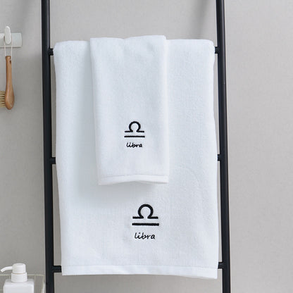 Tianqi Seat White Cotton Constellation Towels Set – Soft, Absorbent Cotton Bath & Hand Towels