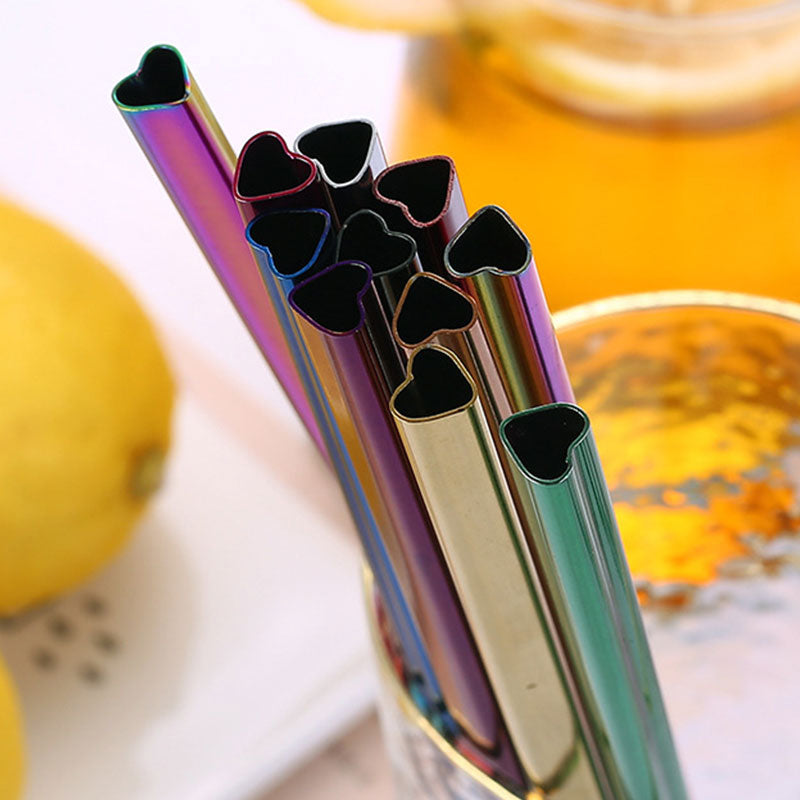 Heart-Shaped Stainless Steel Straw – Reusable Eco-Friendly Drinking Straw