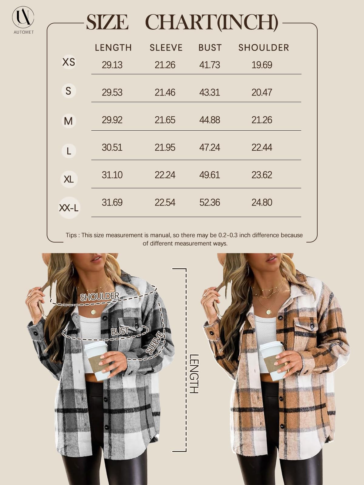 AUTOMET Womens Fall Outfits Fashion Clothes Shackets Flannel Plaid Button Down Long Sleeve Shirts Jackets 2024