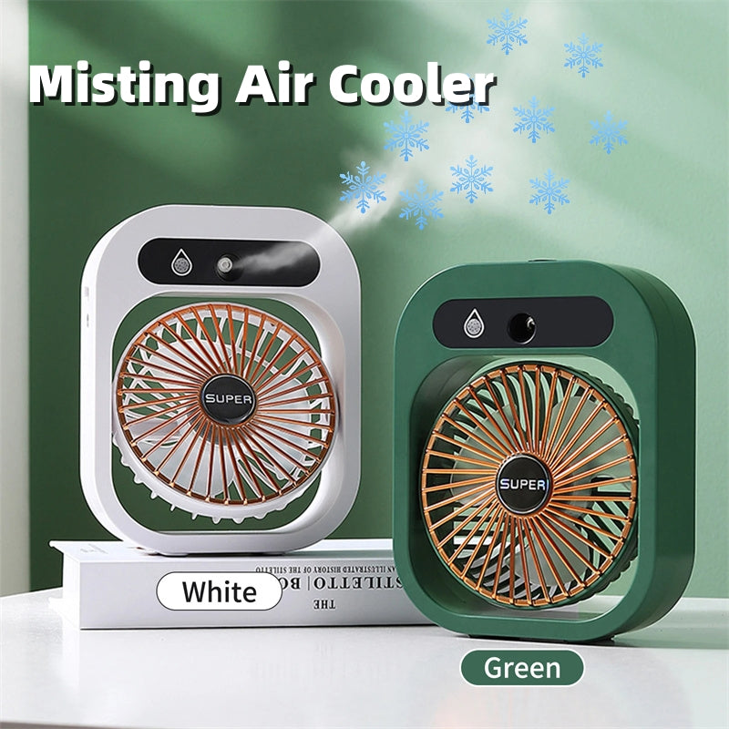 Portable USB Misting Air Cooler, Humidifier & Desk Spray Fan with 3 Speeds