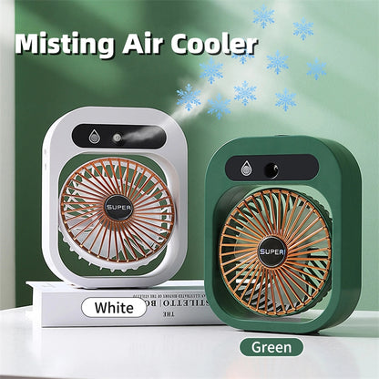 Portable USB Misting Air Cooler, Humidifier & Desk Spray Fan with 3 Speeds