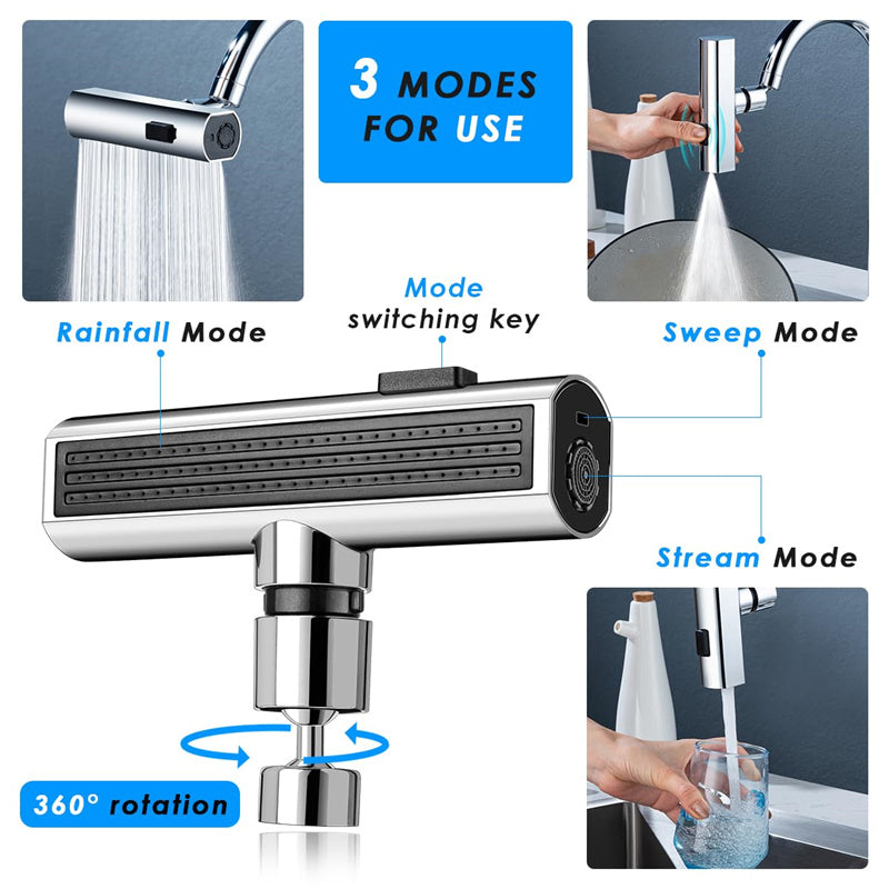 Kitchen Faucet Waterfall Nozzle – Splash-Proof, Rotating Bubbler & Extension