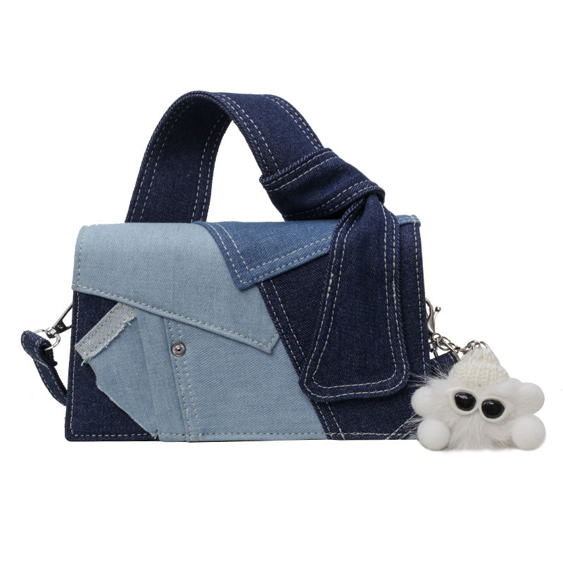 Blue Bag Pendant Women’s Denim Crossbody Bag – Simple, High-End Look, Versatile Fashion Shoulder Bag