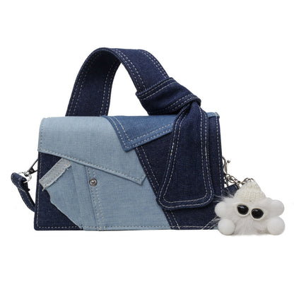 Blue Bag Pendant Women’s Denim Crossbody Bag – Simple, High-End Look, Versatile Fashion Shoulder Bag