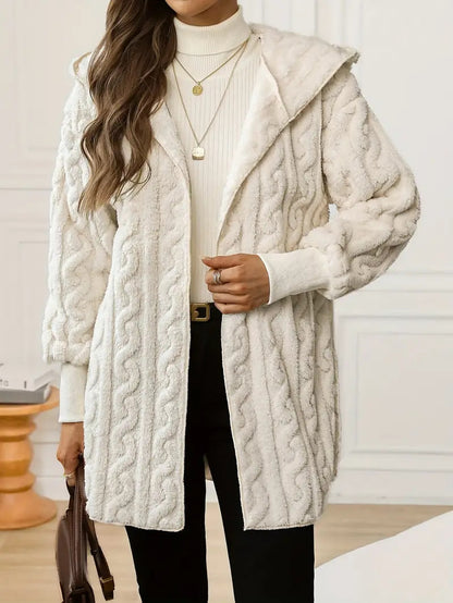 Milky White Women’s Autumn & Winter Furry Coat – Warm Plush Outerwear