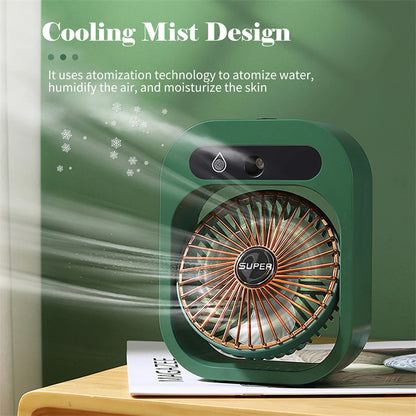 Portable USB Misting Air Cooler, Humidifier & Desk Spray Fan with 3 Speeds